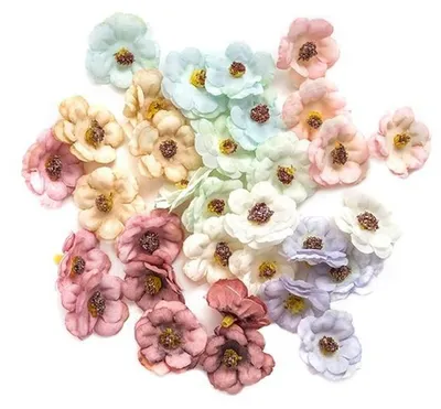 Zdjęcie produktu dla Kwiaty z tkaniny 32 sztuki 2-3cm do dekoracji DIY