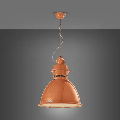 Image de Ferroluce Lampe à suspendre en céramique Industrial Orange Ronde