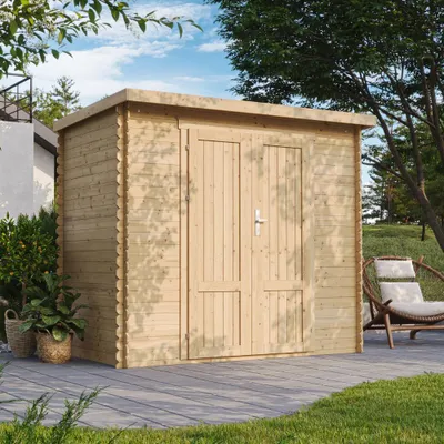 Zdjęcie produktu dla TIMBELA M320F1+M320G Drewniany Domek Narzędziowy 2,63 m², Ściany 19 mm, Impregnowana Podłoga, Szopa Ogrodowa Na Narzędzia I Rowery, Drzwi Panelowe