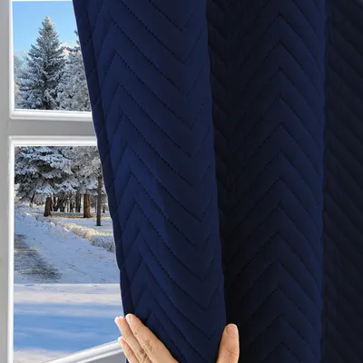 Produktbild von Vorhang Thermo Kälteschutz Wärmeschutzvorhang Winter Dicke Gardine Gegen Kälte und Hitze Wohnzimmer Schlafzimmer, 140x245cm, Navy Blue, 1 Stück