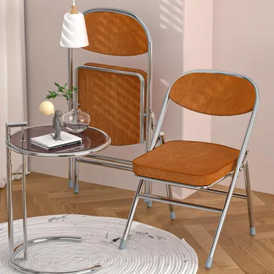 Produktbild von Klappstuhl 2er Set Lounge-Sessel mit Corduroy Polster Besuchersstuhl Küchen Stühle 46.5x41x79cm
