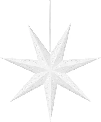 Zdjęcie produktu dla BRUBAKER Gwiazda bożonarodzeniowa 3D do zawieszenia - papierowa gwiazda LED z timerem - 60 cm gwiazda adwentowa na baterie, biała