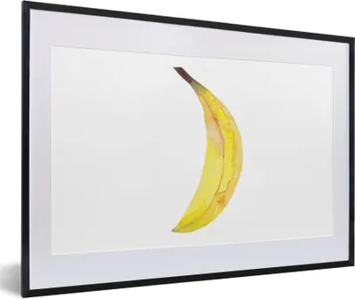 Produktbild von MuchoWow® Gerahmtes Poster Banane - Aquarell - Weiß 60x40 cm - Poster mit Schwarzem Bilderrahmen Wandposter Rahmen Foto Bilder - Schlafzimmer - Plakat in Rahmen - Drucken