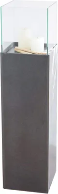 Produktbild von VIVANNO Windlicht Fiberzement CANDELA Rechteckig, Zementgrau matt - 25x25x100 cm