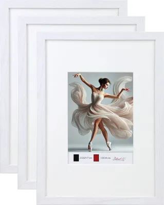 Produktbild von Set Holzbilderrahmen mit Passepartout Elegantes Design Foto Rahmen Collage Wanddeko HR-5 Poster - Farbe: 3xWeiß | Format: 30x45
