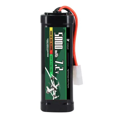 Immagine prodotto di Batteria NiMH 7,2V 5000mAh con connettore Tamiya - 6 celle, cavo in silicone - Per auto e barche RC - 135x47x24mm - Alta capacità