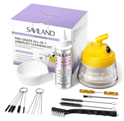 Airbrush-Reinigungsset, 240 ml Reiniger + 3-in-1 Behälter