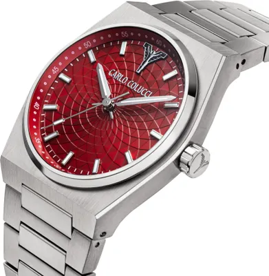 Produktbild von CARLO COLUCCI Herrenuhr Quarzuhr silber / rot onesize Herren 40 mm CC600-3