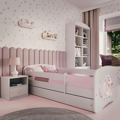 Obrázok produktu pre Detská posteľ pre mladých koník 70x140, 80x160, 80x180 cm - kompletná súprava s matracom, zásuvkou a ochranou proti vypadnutiu