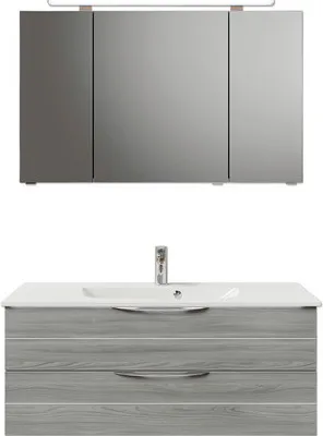 Produktbild von Pelipal Badmöbel-Set Sunline 300 BxHxT 117 x 200 x 48 cm Frontfarbe sangallo grau mit Waschtisch Mineralmarmor Griff chr