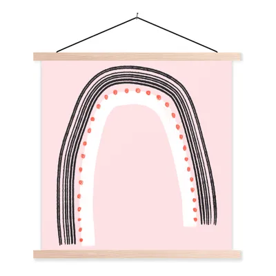 Produktbild von MuchoWow® Textilposter Regenbogen - Minimalismus - Rosa 120x120 cm mit holzfarbenen Rahmen - Textil-Poster
