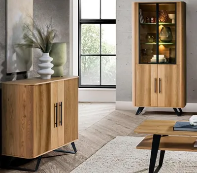 Produktbild von Wohnzimmer Set Holzmöbel Modern Vitrine s Sideboard Schrank