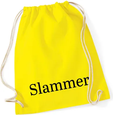 Produktbild von Huuraa Turnbeutel Slammer Schriftzug 12 Liter Yellow Baumwolle Rucksack Geschenkidee