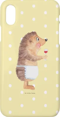Produktbild von Mr. & Mrs. Panda Iphone 10 Handyhülle Igel Wein - Gelb Pastell - Geschenk, Lustige Sprüche, X, Weinliebhaber, Spruch, Hülle, Cover, Weinglas, Weißwein, Rotwein, Handy
