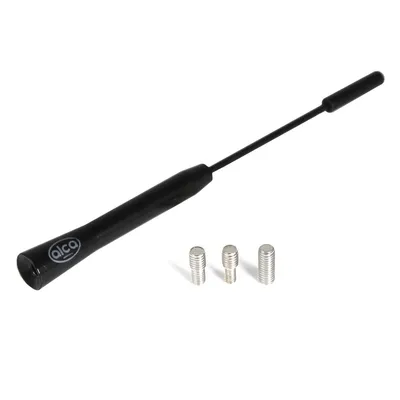 Zdjęcie produktu dla alca® Antena dachowa krótka uniwersalny zamiennik pręt aluminiowy antena samochodowa radio AM / FM / DAB+ czarna gwint M4 M5 M6 antena do radia samochodowego dachowa
