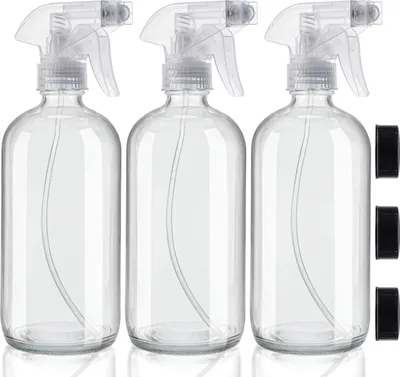 Produktbild von Belle Vous Leere Nachfüllbare Klare Zerstäuber Sprühflasche (3 Stk) - Sprühflasche 250 ml - 2 Strahleinstellungen - Sprühflasche Reinigungsmittel,