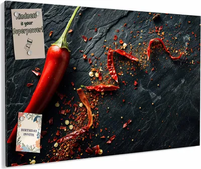 Produktbild von Magnettafel 90x60cm magnetisch & beschreibbar Metall-Board - Chili Auf Schiefer