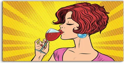 Produktbild von Coloray Canvas 120x60  Wandbild Leinwand Bilder Foto Pop Kunst Retro Frau mit Wein