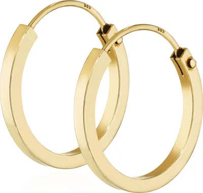 Produktbild von Paar 585 Gelb Gold Creole Ohrringe Ohrschmuck Flach Goldohrringe 16mm 1845