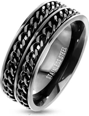 Produktbild von Drehring Kette: Spinning / Spinner Ring schwarz aus Edelstahl 65 (20.6 mm Ø)