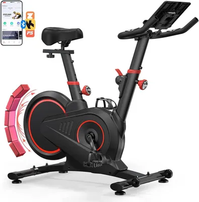 Immagine prodotto di Cyclette con magnete regolabile - Cyclette a resistenza silenziosa con monitor LCD - App propria Bluetooth - Capacità di carico 150 kg