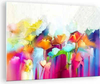 Produktbild von Bilder auf glas - Blumen Wiese Sommer - 70x50cm - Glasbilder - Wandbilder - Kunstdruck - zum Aufhängen bereit - Wanddekoration aus Glas - Glas Bilder - Wandbild auf Glas - Einteilig - GAA70x50-4095
