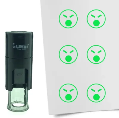 Produktbild von CombiCraft Selbstfärbender Stempel 'Wütender Smiley' in der Farbe Grün, Ø10mm