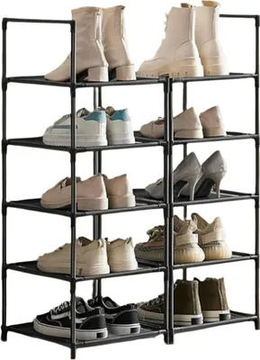 Produktbild von 10-stöckiges Schuhregal mit Metallrohren – platzsparend – 33 x 33 x 173 cm