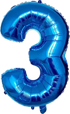 Immagine prodotto di Jumada's – Terzo compleanno festivo – Palloncino blu in foil – 86 cm – Palloncino con numero – Decorazioni per feste – Festa – Compleanno – Palloncino – 3 anni
