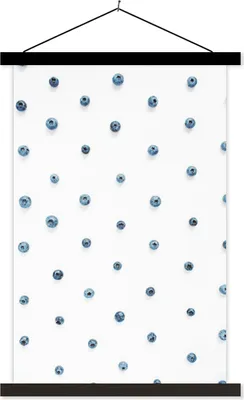 Produktbild von MuchoWow® Textilposter Sommer - Heidelbeere - Weiß 60x90 cm mit schwarzem Rahmen - Poster Wohnzimmer