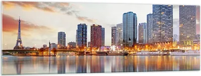 Produktbild von Bilder auf glas - Fluss Wolkenkratzer Ansicht Eiffle - 160x50cm - Glasbilder - Wandbilder - Kunstdruck - Wanddekoration aus Glas - Glas Bilder - Wandbild auf Glas - GAB160x50-2831