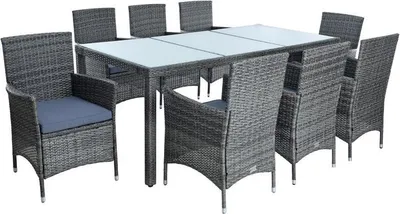 Produktbild von Polyrattan Sitzgruppe Gartenmöbel Set für 8 Personen Rattan Gartenset Anthrazit
