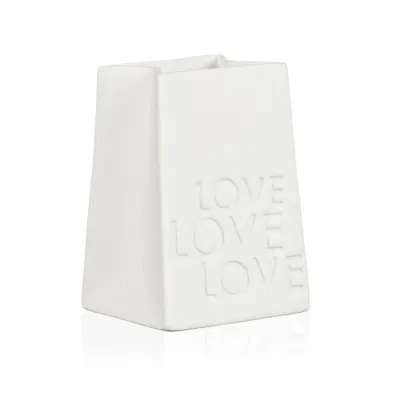 Produktbild von SANDRA RICH, Teelichthalter "LOVE" 10cm. Porzellan, weiß, matt.
