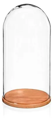 Produktbild von Große Glasglocke mit Buchenboden, Höhe 40 x 15 cm