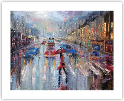 Produktbild von Poster - Poster ohne Rahmen - Acryl Stadt Regen - 50x40 cm - Wand Bild - Wanddeko - Wandbilder - Kunstposter - Wandposter - Bilder - Kunstdruck - Wanddekoration - Wandbild - P2XAA50x40-4251
