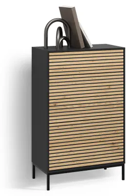 Image de Commode Livinity Aterno Chêne doré/anthracite 76x120cm avec 5 tiroirs, Model 58734