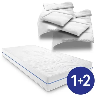 Immagine prodotto di Materasso ergonomico 180x200 cm Supportho Premium a 7 zone, altezza 18 cm, grado di rigidità H2/H3 + 2 set lenzuola in microfibra CloudComfort Basic 135 x 200 cm + 80 x 80 cm