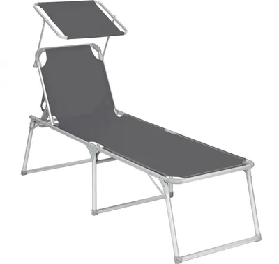 Produktbild von SONGMICS Gartenliege, Liegestuhl,Aluminium,groß,65x200x48cm,verstellbar dunkelgrau