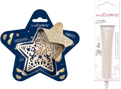 Produktbild von Stern-Relief-Plätzchen-Set + Weißer Schokoladenstift