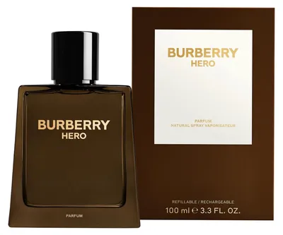 Obrázek produktu pro Burberry Hero Parfum, Pánské, 100 ml, Doplňovací láhev, Cypriol, Amyris (olej), Cedrové dřevo