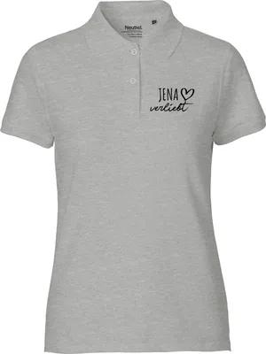 Produktbild von Huuraa Damen Polo Shirt Jena verliebt S Sport Grey Bio Baumwolle Fairtrade Poloshirt Geschenkidee