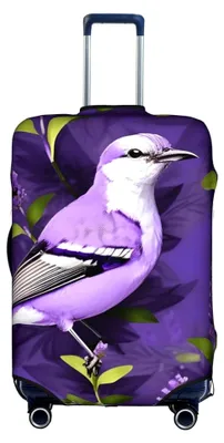 Produktbild von Gepäckabdeckungen mit Vogelmotiv in lila Lavendel und Blumenmuster, für Koffer von 45,7 bis 81,3 cm, Größe L