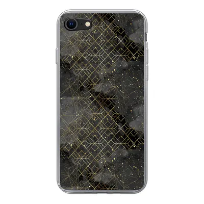 Produktbild von MuchoWow® Handyhülle Schutzhülle Hülle für iPhone 8 Marmor - Schwarz - Gold - Geometrie Silikon Softcase Handy Hülle - Schutzhaube