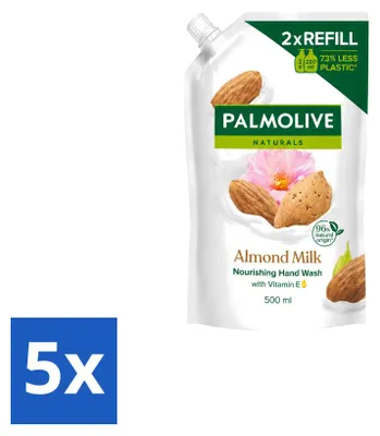 Productafbeelding van 5 x Palmolive Naturals handzeep navulling amandelmelk, 500 ml - voordeelverpakking - 5 stuks