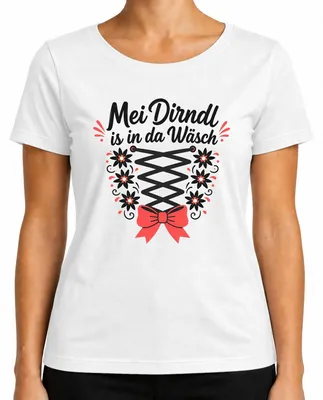Obrázok produktu pre Mei Dirndl, tričko s motívom Oktoberfestu, tradičný nemecký kostým, kožené nohavice, dámske tričko, biela farba, veľkosť S