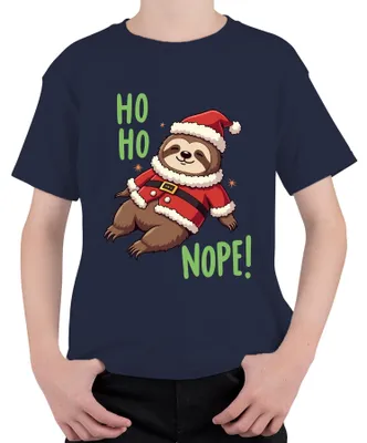 Immagine prodotto di HO HO NOPE! Bradipo Natale divertente regalo carino pigro maglietta unisex per bambini, Navy, 104
