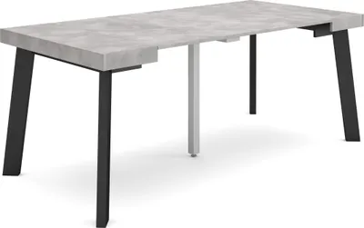 Image de ODIN Table console extensible, 180x90x73cm, Pour 8 personnes, Pieds en bois, Ciment