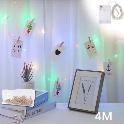 Produktbild von 4M Fotoclips LED Lichterkette Bunt Fotolichterkette Foto Deko, Batteriebetrieben mit 40 Clips