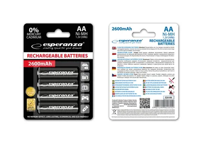 Image de Piles rechargeables AA Esperanza 2600mAh 4pcs noir