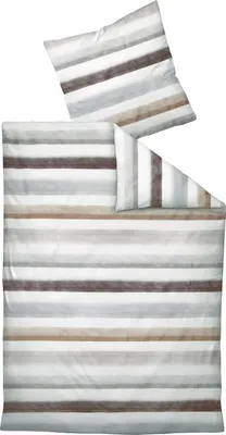 Produktbild von Janine Design Mako-Satin-Bettwäsche-Garnitur moments 98113 Farbe platin graphit naturell Größe 155x220+80x80 cm